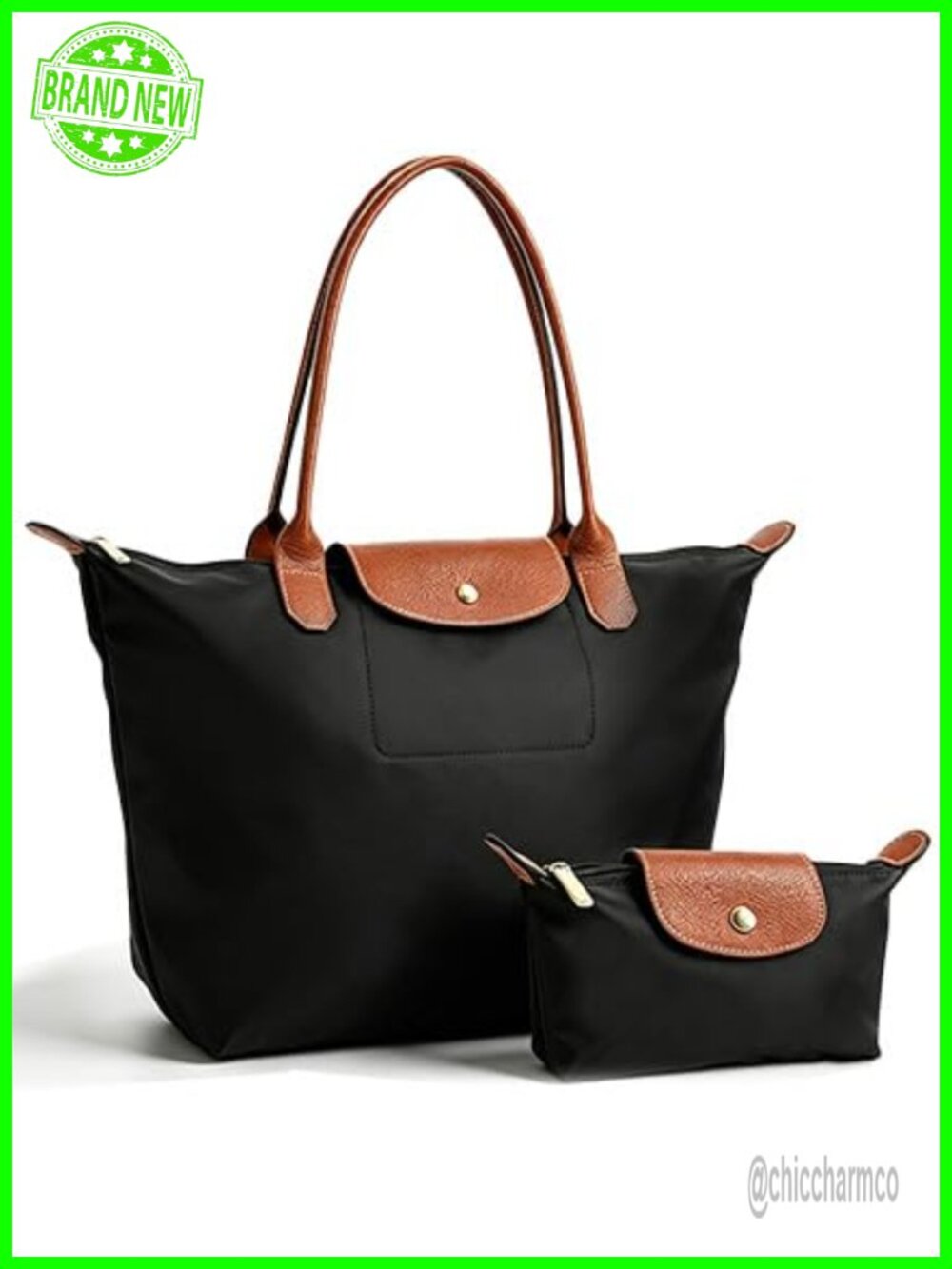 2PC Nylon Tote Bag Set Top-Handle Large Capacity Purse for Work Travel